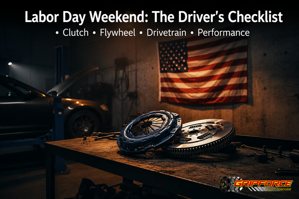 Labor Day Weekend clutch kit flywheel inspection guide — Nissan 350Z BMW Porsche Boxster 911 VW Golf R — GripForce Clutches clutchworldusa.com