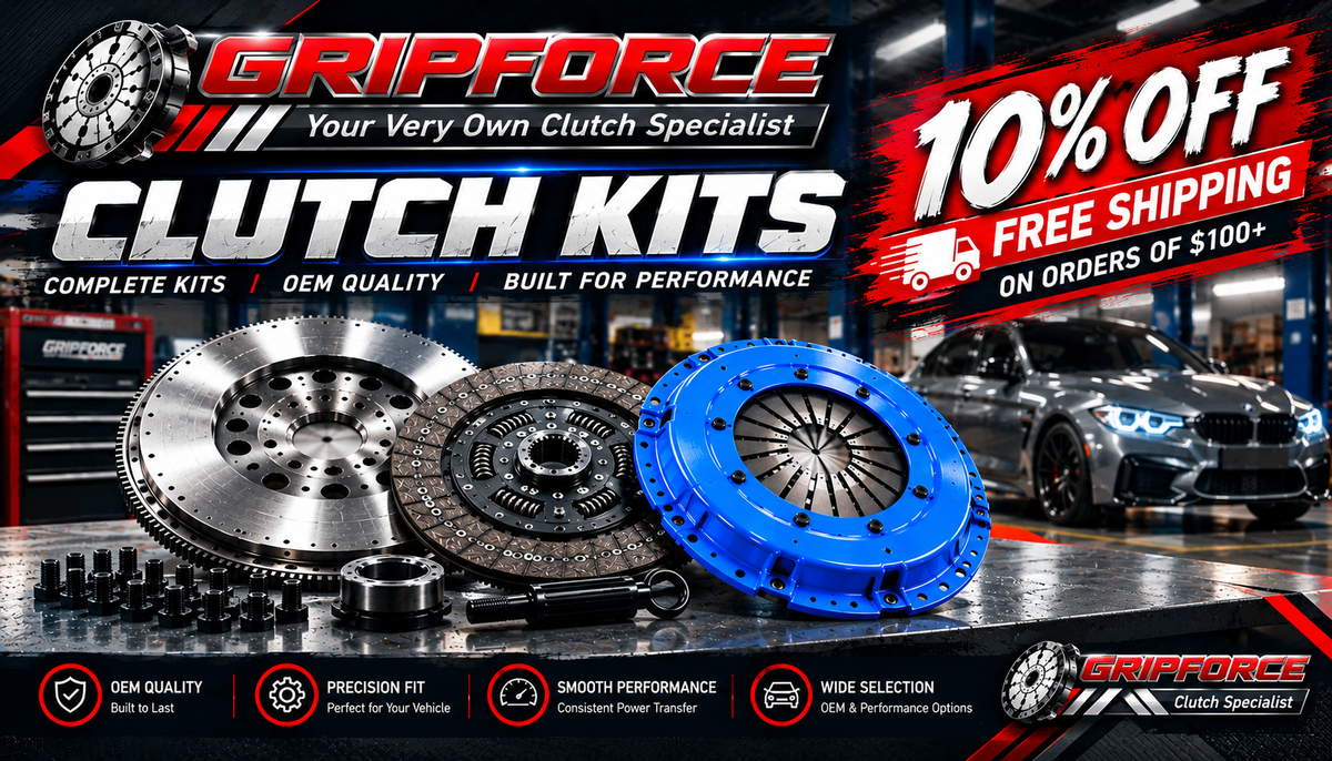 GripForce clutch kit with flywheel, disc and pressure plate; 10% off and free shipping on orders $100+